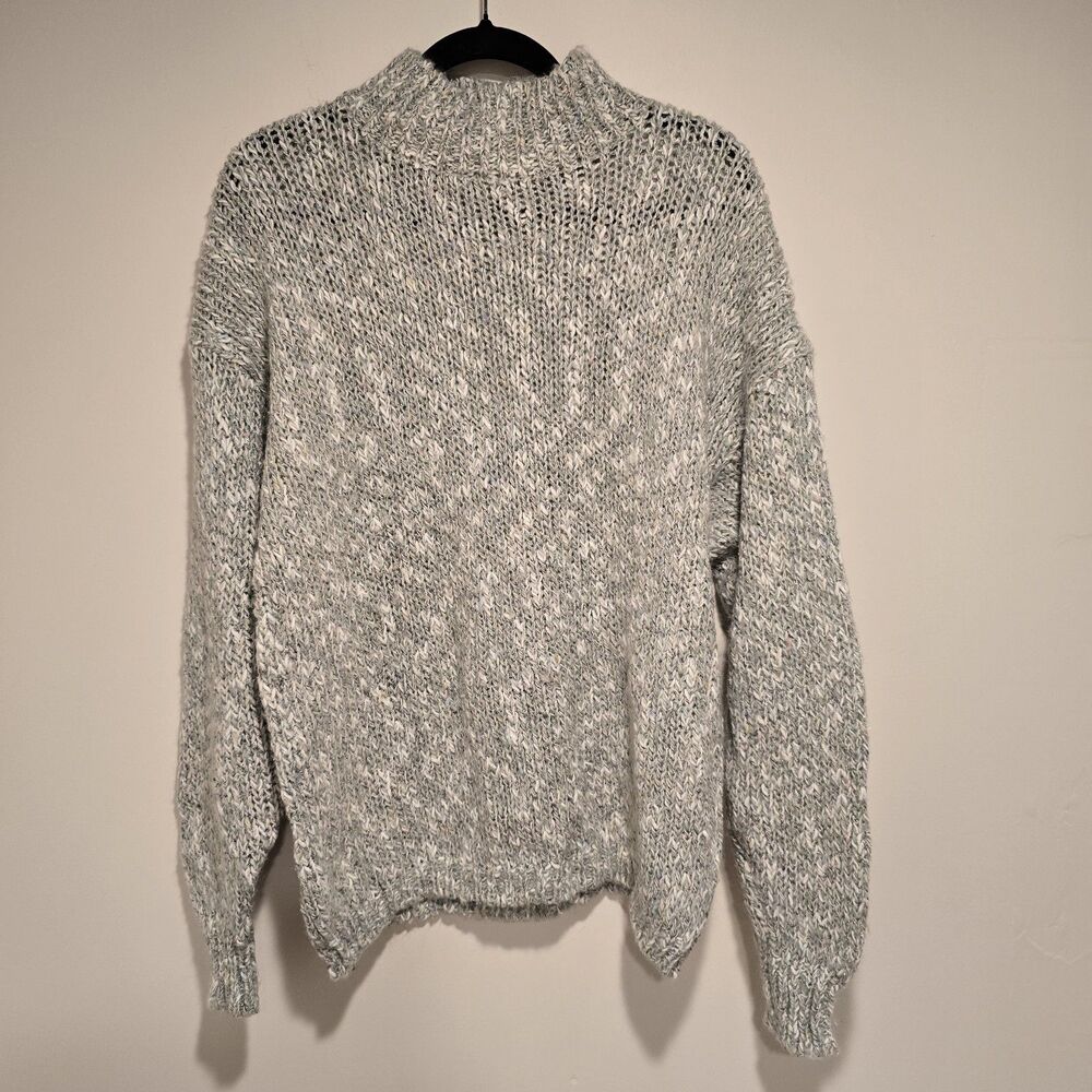 Vintage Sweater Chunky Knit Gray Slouchy 22W Womens Wool Blend Classic Winter